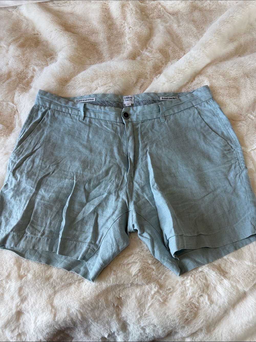 Men’s Casual Light Blue Linen  Shorts